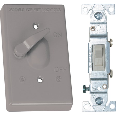 Sigma Engineered Solutions Weatherproof Cover, Switch Box Type, 1 Gang, Metal Die-Cast, Toggle Switch Cover Type 14216